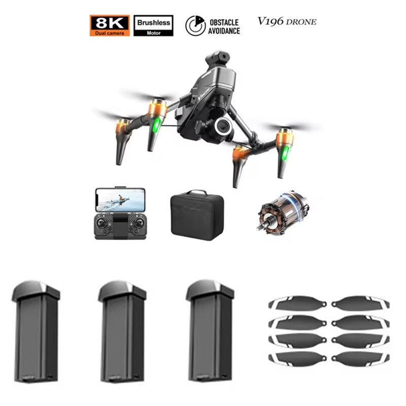 V196 브러시리스 8K 장애물 회피 RC 드론 쿼드콥 - Drone V196 Rc 리뷰 및 가격