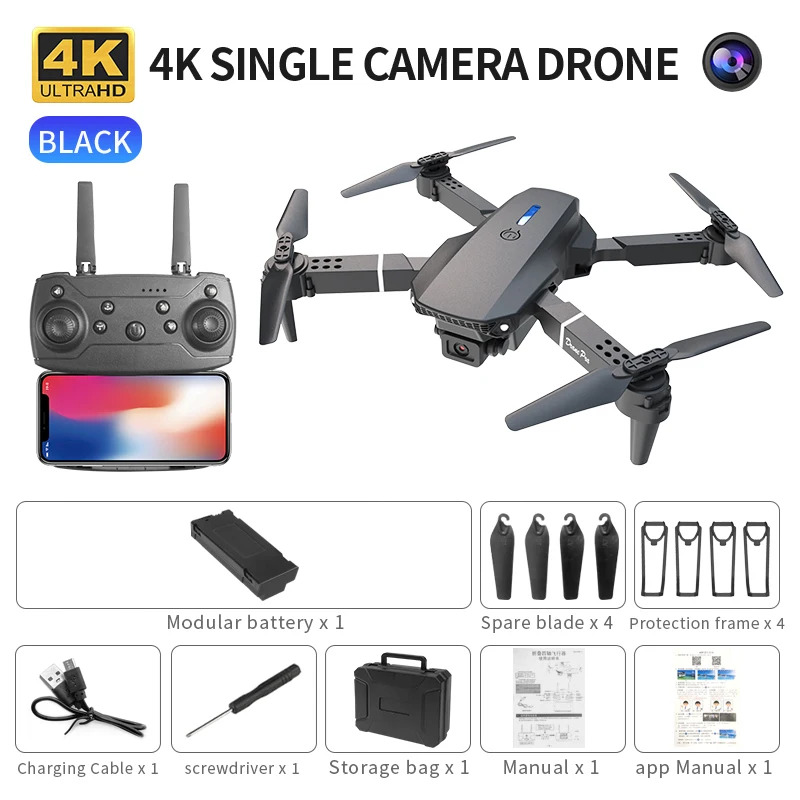 E88 프로 지능형 접이식 드론, 단일/듀얼 카메라 전 - Drone Rc Team City 리뷰 및 가격