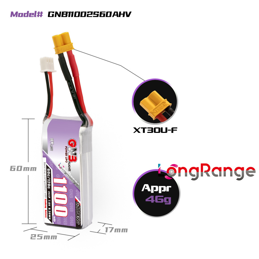 GNB 1100mAh 2S 3S 4S 6S 60C/12 - Drone Lipo Battery 리뷰 및 가격