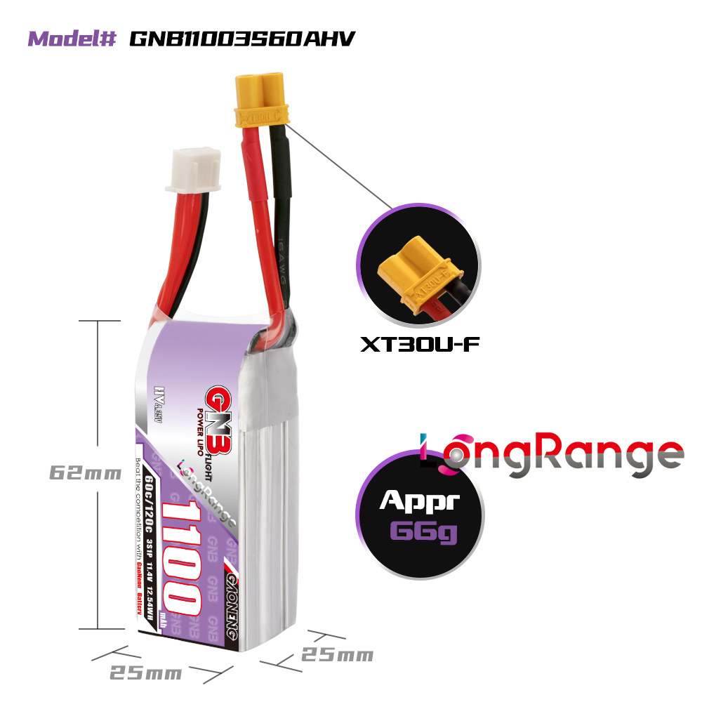 GNB 1100mAh 2S 3S 4S 6S 60C/12 - Drone Lipo Battery 리뷰 및 가격
