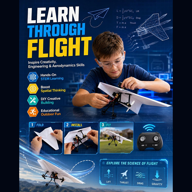 자이로 안정 장치가 있는 RC 종이 비행기 키트, DI - Drone Rc Jet 리뷰 및 가격